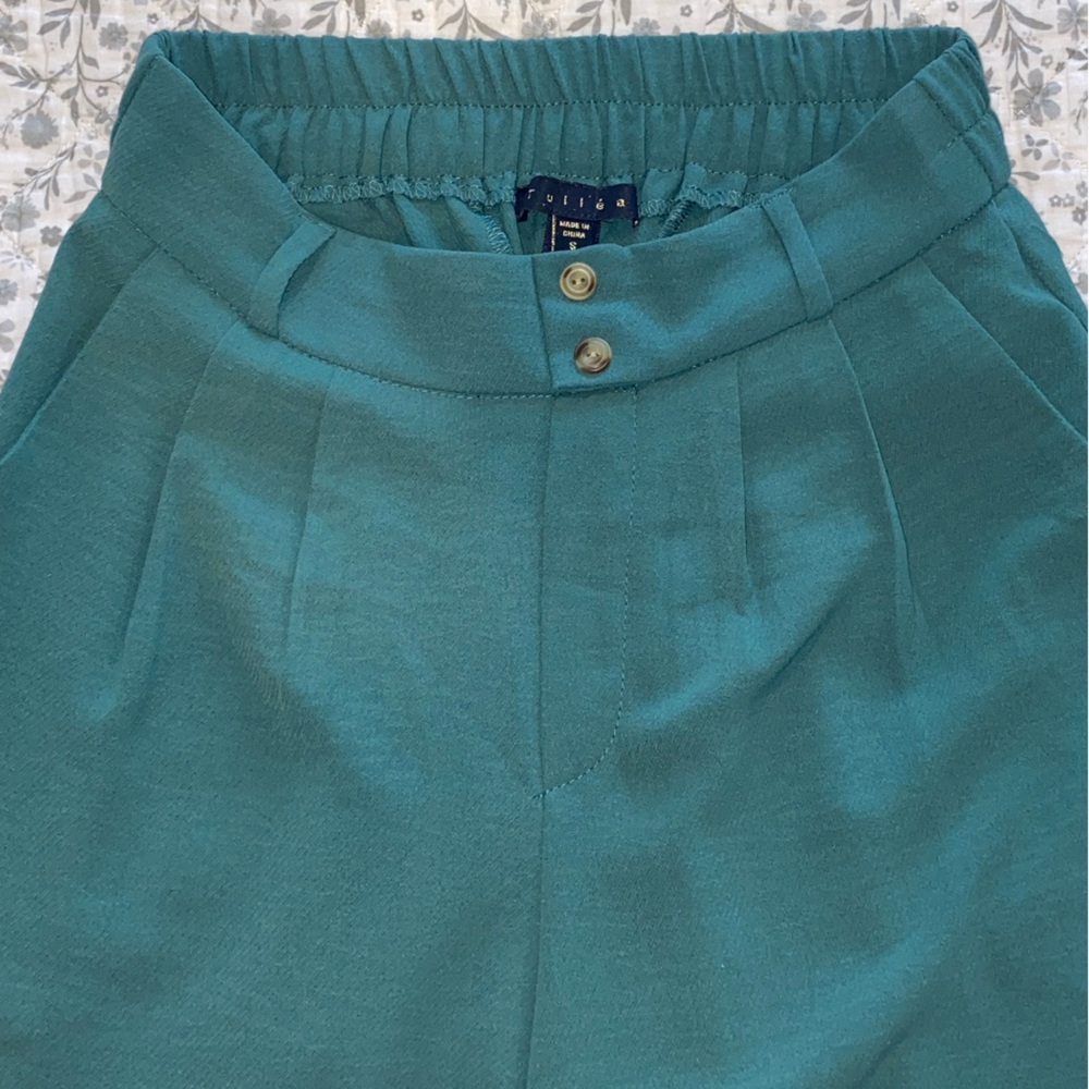 Chic Teal Wide-Leg Trousers